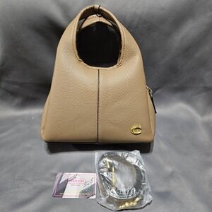 Coach Lana Shoulder Bag 23 Taupe Pebbled Leather Handbag Gold Hardware